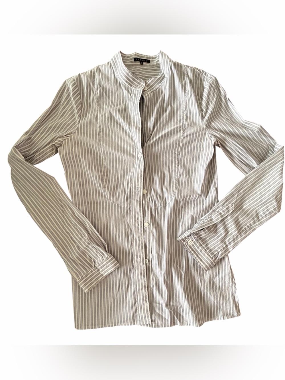 Theory Cotton Blend Tuxedo Shirt